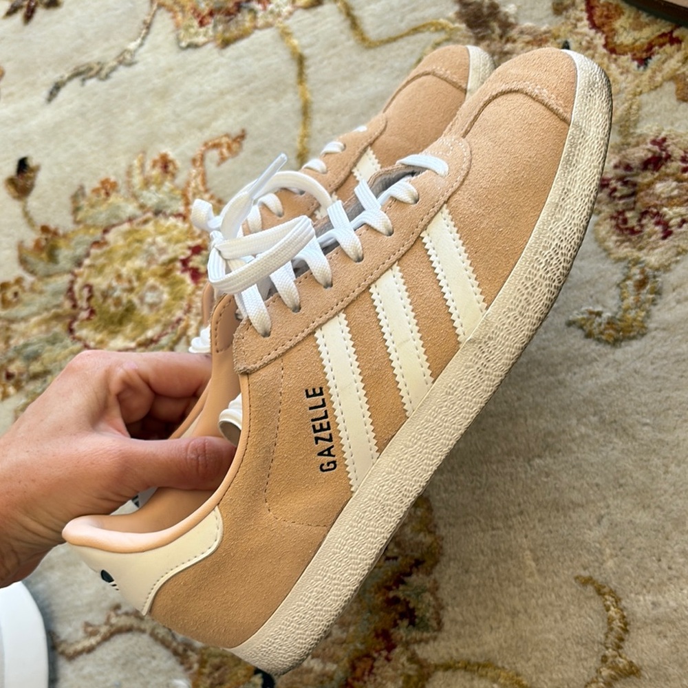 Adidas Gazelle Beige and White Sneakers